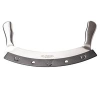 Les Plaisirs Du Chef - Cortador de Pizza de Acero Inoxidable con Superficie Antiadherente, Cuchillo Mezzaluna (30,5 cm) con Doble Mango y Hoja Afilada (Plata, Large)