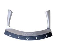 Les Plaisirs Du Chef - Cortador de Pizza de Acero Inoxidable con Superficie Antiadherente, Cuchillo Mezzaluna (30,5 cm) con Doble Mango y Hoja Afilada (Plata, X-Large)