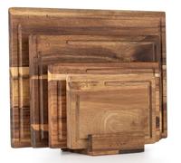 Les Plaisirs du Chef - Juego de 4 tablas de cortar duraderas (40 cm x 30 cm - 33 cm x 24 cm - 27,5 cm x 18 cm - 21,5 cm x 15 cm), hechas de madera de acacia. Tablas de madera de 2 cm