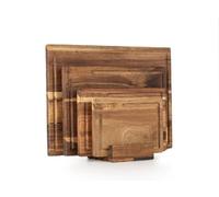 Les Plaisirs Du Chef Juego de tablas de cortar de madera de acacia premium, 4 tablas de cortar y soportes, aceitadas con aceite natural y seguro para alimentos