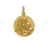 LES POULETTES BIJOUX - Colgante Chapado En Oro Medalla Redonda Virgen con el Niño