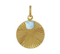 LES POULETTES BIJOUX - Colgante de Chapado Oro Bolita Rayada y Pequeño Cubo de Larimar