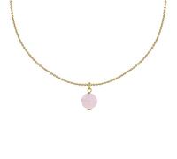 LES POULETTES BIJOUX - Collar de Chapado Oro Colgante de Perla de Cuarzo Rosa