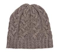 LES POULETTES Bijoux - Gorro Cable 100% Cachemira 3 Hilos Classics - Marrón Oscuro