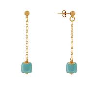 LES POULETTES BIJOUX - Pendientes Cadena en Latón Dorado y Cubo de Cerámica - Agua verde