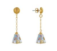 LES POULETTES BIJOUX - Pendientes Clavos en Latón Cadena y Cono de Nácar Facetado Multicolor - Oro