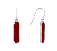 LES POULETTES BIJOUX - Pendientes de Plata 925 Rectángulo Ovalado de Color Coralino