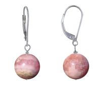 LES POULETTES BIJOUX - Pendientes Durmientes de Plata 925 y Perla de Rodocrosita