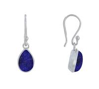 LES POULETTES BIJOUX - Pendientes Gancho de Plata 925 Pequeña Gota de Lapislázuli