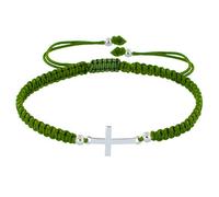 LES POULETTES BIJOUX - Pulsera Cruz Plata 925 Enlace Trenzado - Classics - Verde Oscuro