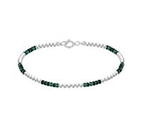 LES POULETTES BIJOUX - Pulsera de Plata 925 Cuentas y Malaquita Facetadas M1