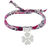 LES POULETTES BIJOUX - Pulsera Dos Vueltas de Tejido liberty y Trebol de Plata 925 - Colors