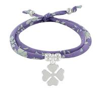 LES POULETTES BIJOUX - Pulsera Dos Vueltas de Tejido liberty y Trebol de Plata 925 - Colors - Morado