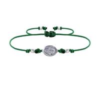 LES POULETTES BIJOUX - Pulsera Enlace Medalla de Plata 925 Ovalada Virgen Milagrosa - Verde
