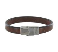 LES POULETTES BIJOUX - Pulsera Hombre Cuero Marrón Oscuro Anplio Cierre de Acero Inoxidable - taille 18 cm