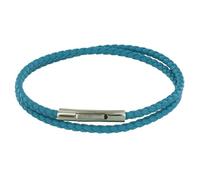 LES POULETTES BIJOUX - Pulsera para Mujer Doble Vuelta Cuero Trenzada Redonda Para Muñeca de 18cm - Turquesa