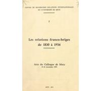 Les Relations Franco-belges De 1830 À 1934 (ebook)