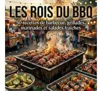 Les Rois du BBQ: 50 recettes de barbecue, grillades, marinades et salades fraîches. fait moi un prompt pour la page couverture 8x8 inclus titr et sous titre