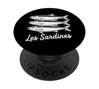 Les Sardines French Bistro Nautical Seafood Art PopSockets PopGrip Adhesivo