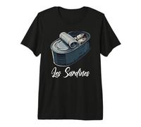 Les Sardines French Food Retro Vintage Sardine Tin Camiseta Premium