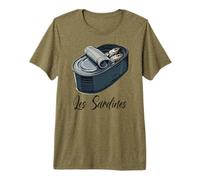 Les Sardines French Food Retro Vintage Sardine Tin Camiseta Premium