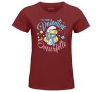 Les Schtroumpfs Wosmurfts021 Camiseta, Granate, L para Mujer
