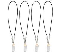 Les-Theresa Adornos de cristal blanco de 4 piezas con colgante hexagonal de cuerda de cuero artificial para la fiesta de cumpleaños en casa