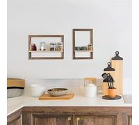 Les-Theresa Estantes flotantes decorativos de madera, juego de 2 estantes de pared cuadrados, estantes de pared para libros, estante de oficina, estantes de madera montados en la pared para cocina