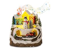 Les-Theresa Pueblo Navideño con Movimiento, Pueblos Navideños con Movimiento Pueblo de Navidad Luminoso Funciona con Pilas No Incluidas, Decoración de Navidad para Casa (Muñeco de Nieve)