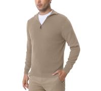 Les umes Suéter para Hombre con Cremallera 1/4 de Cierre Cuello Alto Manga Larga para Otoño Invierno XXL Gris