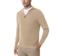 Les umes Suéter para Hombre con Cremallera 1/4 de Cierre Cuello Alto Manga Larga para Otoño Invierno M Albaricoque