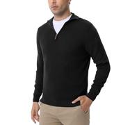 Les umes Suéter para Hombre con Cremallera 1/4 de Cierre Cuello Alto Manga Larga para Otoño Invierno M Negro