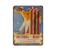 Les Vacances De Monsieur Hulot Giclée - Póster retro de metal de hojalata, arte elegante, retro, pintura de hierro, bar, cueva de personas, cafetería, garaje familiar, póster decorativo de pared, 30 x