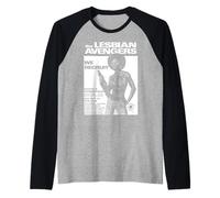 Lesbian Avengers Retro Vintage Lesbiana Queer LGBTQ+ Pride Camiseta Manga Raglan