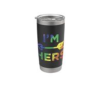 Lesbian Couple I'm Hers She's Mine Matching LGBT Pride Vaso térmico de acero inoxidable de doble pared