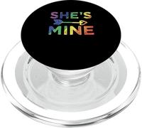 Lesbian Couple She's Mine Matching LGBT Pride PopSockets PopGrip para MagSafe