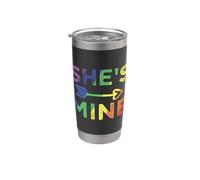 Lesbian Couple She's Mine Matching LGBT Pride Vaso térmico de acero inoxidable de doble pared
