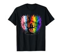 Lesbian Girls Kissing on Tree Branch Rainbow Silhouette Camiseta