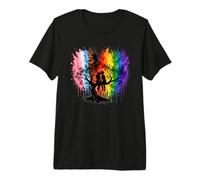 Lesbian Girls Kissing on Tree Branch Rainbow Silhouette Camiseta Premium