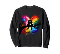 Lesbian Girls Kissing on Tree Branch Rainbow Silhouette Sudadera