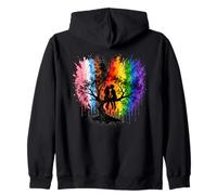 Lesbian Girls Kissing on Tree Branch Rainbow Silhouette Sudadera con Capucha
