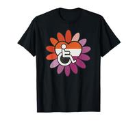 Lesbian Les Pride Disabled Wheelchair Heart Flower Petals Camiseta