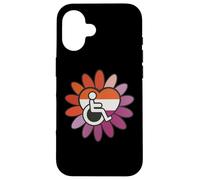 Lesbian Les Pride Disabled Wheelchair Heart Flower Petals Carcasa para iPhone 16