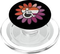 Lesbian Les Pride Disabled Wheelchair Heart Flower Petals PopSockets PopGrip para MagSafe