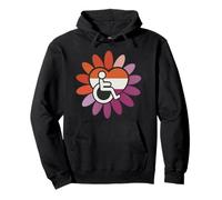 Lesbian Les Pride Disabled Wheelchair Heart Flower Petals Sudadera con Capucha