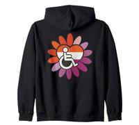 Lesbian Les Pride Disabled Wheelchair Heart Flower Petals Sudadera con Capucha