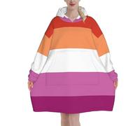 Lesbian-Love-Pride-Flag - Manta de franela de gran tamaño con capucha para adultos, sudadera de manga larga con capucha