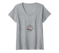 Lesbianas Comen ¿Qué? Dieta de mariscos Divertido Amante de Las ostras Camiseta Cuello V, Mujer, Gris Jaspeado, L