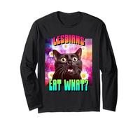 Lesbianas comen qué? (Divertido gráfico de Gato LGBTQ) Manga Larga