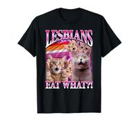 Lesbianas Comen ¿Qué?! Gato Divertido Orgullo Gay LGBTQ Juego de Palabras Camiseta